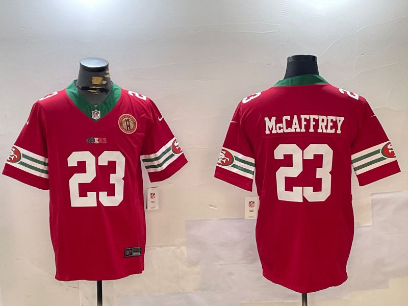 Men San Francisco 49ers #23 Mccaffrey Red Mexico three generations 2024 Nike Vapor Limited NFL Jersey style 4